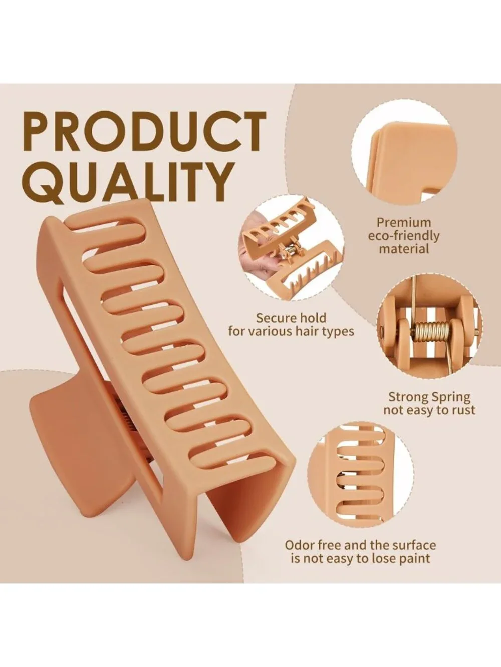 12 Pcs Hair Claw Clips for Women - Non-Slip Matte Rectangle Clips for All Hair